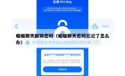 蝙蝠聊天解锁密码（蝙蝠聊天密码忘记了怎么办）