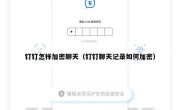 钉钉怎样加密聊天（钉钉聊天记录如何加密）