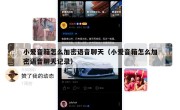 小爱音箱怎么加密语音聊天（小爱音箱怎么加密语音聊天记录）