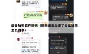 语音加密软件聊天（聊天语音加密了无法播放怎么回事）