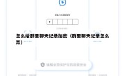 怎么给群里聊天记录加密（群里聊天记录怎么弄）
