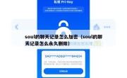 soul的聊天记录怎么加密（soul的聊天记录怎么永久删除）