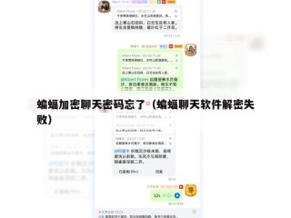 蝙蝠加密聊天密码忘了（蝙蝠聊天软件解密失败）