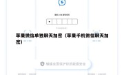苹果微信单独聊天加密（苹果手机微信聊天加密）