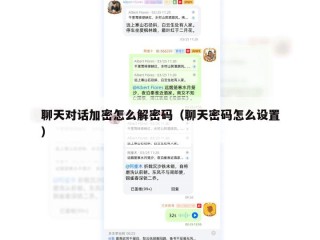 聊天对话加密怎么解密码（聊天密码怎么设置）