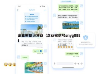 企业密信运营商（企业密信号snyg888）