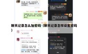 聊天记录怎么加密码（聊天记录怎样设置密码）