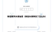 微信聊天头像加密（微信头像锁住了怎么办）