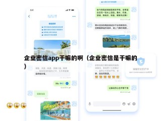 企业密信app干嘛的啊（企业密信是干嘛的）