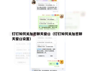 钉钉如何关加密聊天窗口（钉钉如何关加密聊天窗口设置）