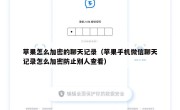 苹果怎么加密的聊天记录（苹果手机微信聊天记录怎么加密防止别人查看）