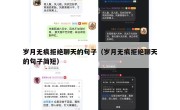 岁月无痕拒绝聊天的句子（岁月无痕拒绝聊天的句子简短）
