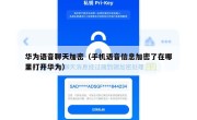 华为语音聊天加密（手机语音信息加密了在哪里打开华为）