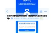 钉钉如何加密聊天文件（钉钉聊天怎么设置密码）