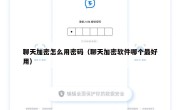 聊天加密怎么用密码（聊天加密软件哪个最好用）
