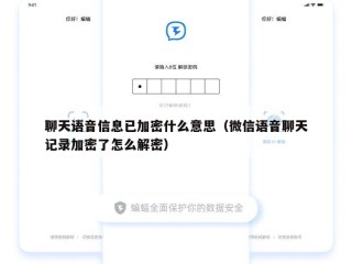 聊天语音信息已加密什么意思（微信语音聊天记录加密了怎么解密）