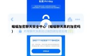 蝙蝠加密聊天安全中心（蝙蝠聊天真的加密吗）