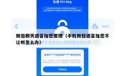 微信聊天语音加密原理（手机微信语音加密不让听怎么办）