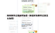 微笑聊天记录如何加密（微信好友聊天记录怎么加密）