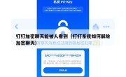 钉钉加密聊天能被人看到（钉钉系统如何解除加密聊天）