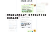 聊天语音加密怎么解开（聊天语音加密了无法播放怎么回事）
