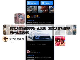 综艺方言加密聊天什么意思（综艺方言加密聊天什么意思呀）