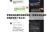 苹果微信隐藏好友聊天加密（苹果微信隐藏好友聊天加密了怎么办）