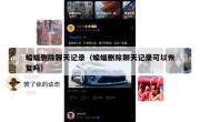 蝙蝠删除聊天记录（蝙蝠删除聊天记录可以恢复吗）