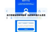 自行搭建加密聊天服务（加密聊天是什么意思）