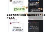 蝙蝠聊天软件对方在线（蝙蝠聊天显示在线是什么意思）