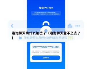 泡泡聊天为什么加密了（泡泡聊天登不上去了）