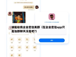 谁能给我企业密信美群（在企业密信app只是加群聊天没是吧?）