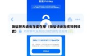 微信聊天语音加密在那（微信语音加密如何设置）