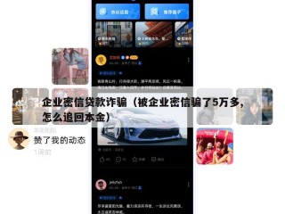 企业密信贷款诈骗（被企业密信骗了5万多,怎么追回本金）