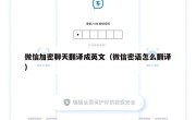 微信加密聊天翻译成英文（微信密语怎么翻译）