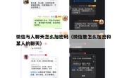 微信与人聊天怎么加密码（微信里怎么加密和某人的聊天）