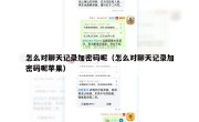 怎么对聊天记录加密码呢（怎么对聊天记录加密码呢苹果）