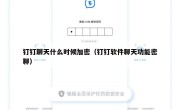 钉钉聊天什么时候加密（钉钉软件聊天功能密聊）