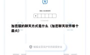 加密版的聊天方式是什么（加密聊天软件哪个最火）