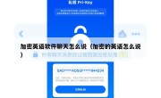 加密英语软件聊天怎么说（加密的英语怎么说）