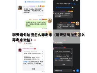 聊天语句加密怎么弄出来（聊天语句加密怎么弄出来微信）