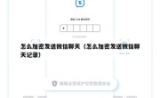 怎么加密发送微信聊天（怎么加密发送微信聊天记录）