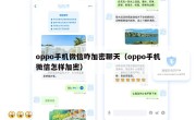oppo手机微信咋加密聊天（oppo手机微信怎样加密）