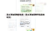 怎么发加密聊天信息（怎么发加密聊天信息给对方）