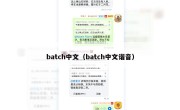 batch中文（batch中文谐音）