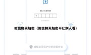 微信聊天加密（微信聊天加密不让别人看）