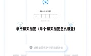 单个聊天加密（单个聊天加密怎么设置）
