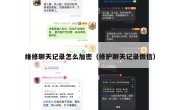 维修聊天记录怎么加密（修护聊天记录微信）