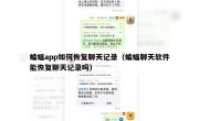 蝙蝠app如何恢复聊天记录（蝙蝠聊天软件能恢复聊天记录吗）