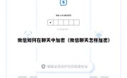 微信如何在聊天中加密（微信聊天怎样加密）